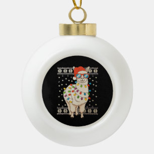 Boule En Céramique Llama Noël éclaire les vilains Noël Noël
