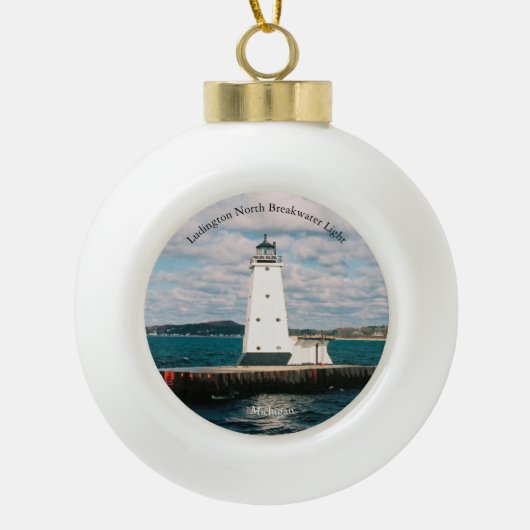 Boule En Céramique Ludington North Breakwater Light orament (Devant)