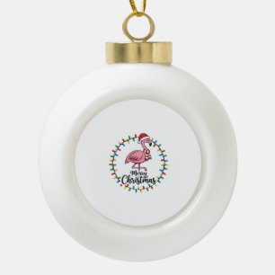 Boule En Céramique Lumières de Noël Flamant Rose Fêtes