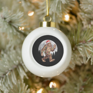 Boule En Céramique Lumières de sapin de Noël Bigfoot Santa Xmas Sasqu