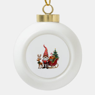 Boule En Céramique Lutin de lumière de Noël Père Noël montant le traî
