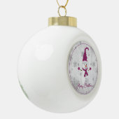 Boule En Céramique Magenta Cute Snowman (Gauche)