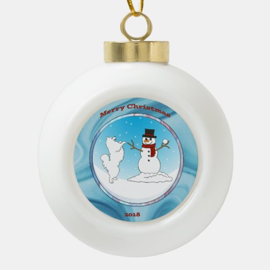 Boule En Céramique Magie Samoyée; L'ornement des Holiday Tree - La cé (Devant)