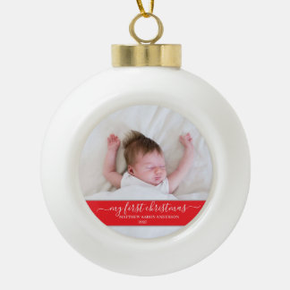 Boule En Céramique Magnifique écriture Mon Premier Noël Bébé Rouge