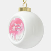 Boule En Céramique Maison Blanche Blanche Blanche Rose Joyeux Noël (Droite)