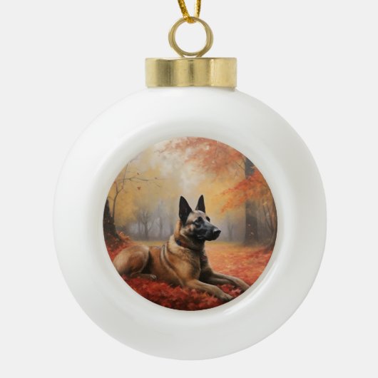 Boule En Céramique Malinoi belge en automne Leaves Fall Inspire (Devant)