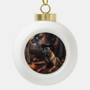 Boule En Céramique Malinois Belges Citrouilles Halloween Épouvantable
