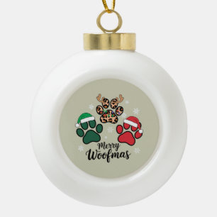 Boule En Céramique Maman Chien Noël Joyeux Woofmas Amoureux des Chien