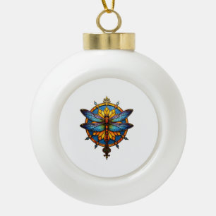 Boule En Céramique Mandala Dragonfly Lumineux Géométrie Sacrée Spirit