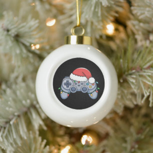 Boule En Céramique Manette de jeu vidéo chapeau de Noël de père Noël 