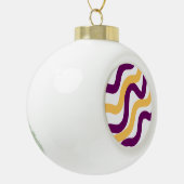 Boule En Céramique Marron jaune lignes courbes rouge ondulé design mo (Gauche)