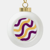 Boule En Céramique Marron jaune lignes courbes rouge ondulé design mo (Devant)