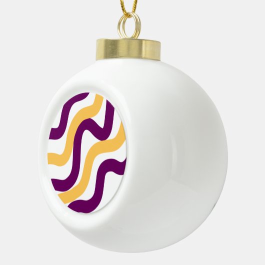 Boule En Céramique Marron jaune lignes courbes rouge ondulé design mo (Droite)