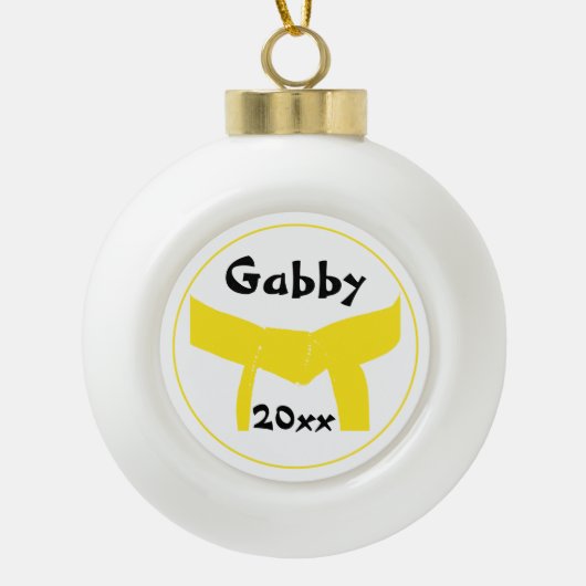 Boule En Céramique Martial Arts Jaune Ceinture Rang (Devant)