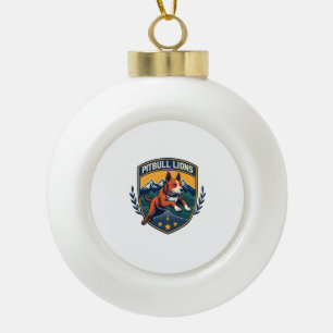 Boule En Céramique Mascotte vintage de sport de lions Pitbull Vecteur
