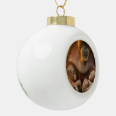 Boule En Céramique Mère Orangoutane tenant deux bébés (Gauche)