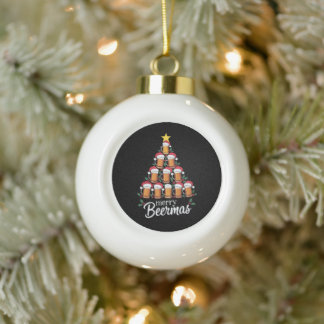 Boule En Céramique Merry Beermas Tasse à Bière Sapin de Noël Chapeau 