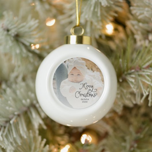 Boule En Céramique Merry Christmas Baby Photo (Arbre)