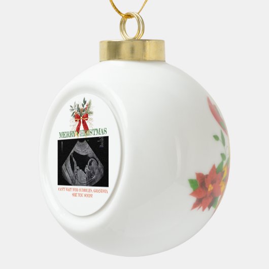 Boule En Céramique Merry Christmas Pregnancy Ultrasound Photo Grandma (Droite)