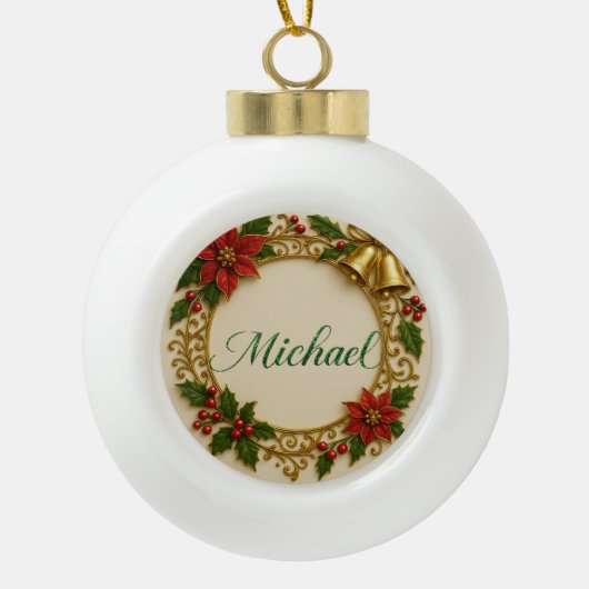 Boule En Céramique Michael Christmas Ornament – Personalized Keepsake (Devant)