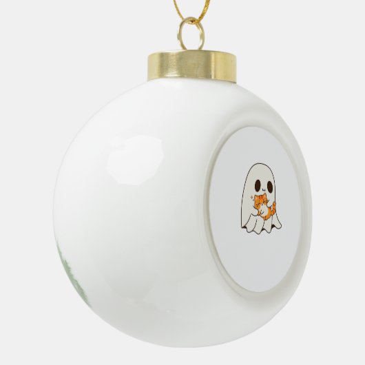 Boule En Céramique Mignon fantôme et chat, T-shirt classique Hallowee (Gauche)