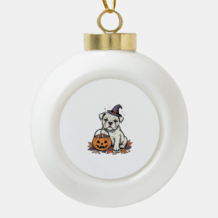 Boule En Céramique Modèle de citrouille bouledogue Halloween gravé vi