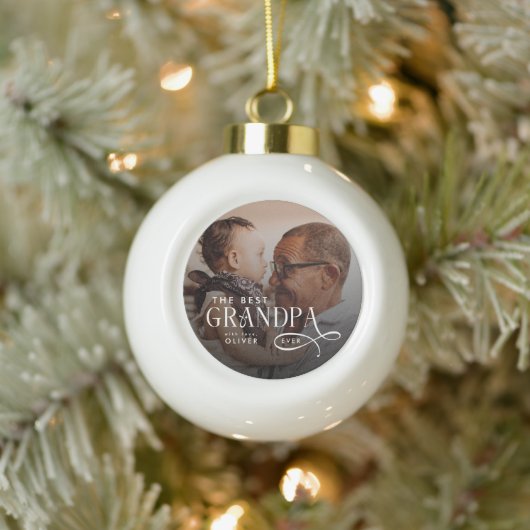 Boule En Céramique Modern Best GrandPa Ever Photo Personalized (Arbre)