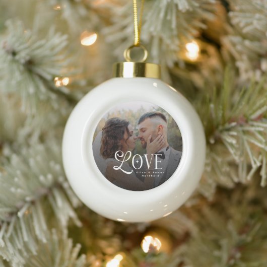 Boule En Céramique Modern Love Custom Wedding Photo Couples (Arbre)