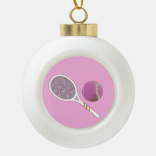 Boule En Céramique Moderne Pink Tennis Ball Retro Racket