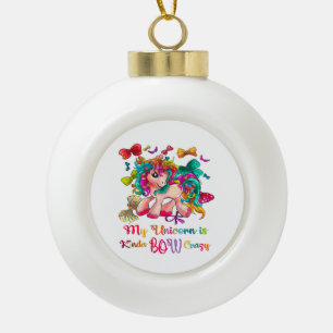 Boule En Céramique Mon Unicorne Est Kinda Bow Fou Noël