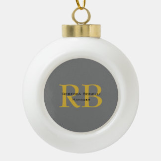 Boule En Céramique Monogramme couleur or gris moderne Ajouter un nom 