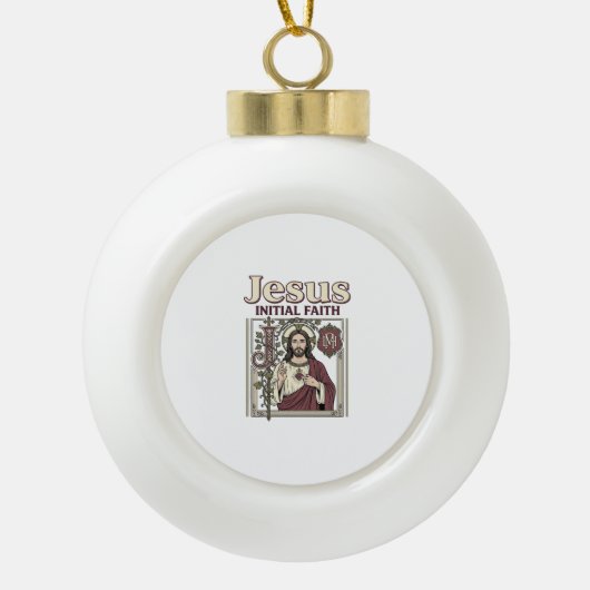 Boule En Céramique Monogramme initial de Jésus Foi Monogramme initial (Devant)
