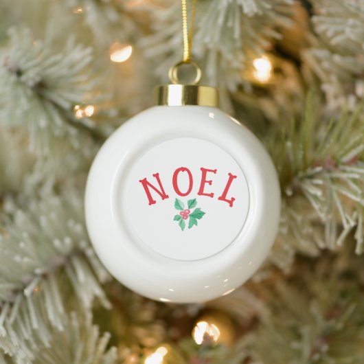 Boule En Céramique Mot Noël "NOEL" Phrase clé saisonnière (Arbre)