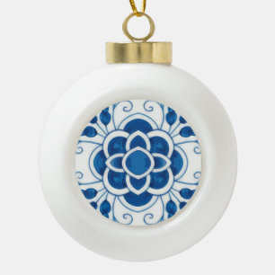 Boule En Céramique Motif de carreaux bleu azulejos Vintage