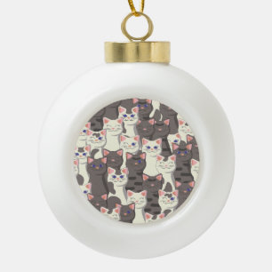 Boule En Céramique Motif de chats blancs et gris