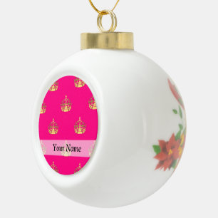 Boule En Céramique Motif de couronne rose et or