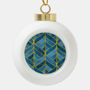 Boule En Céramique Motif Gold Blue Grunge