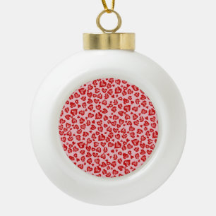 Boule En Céramique Motif léopard des coeurs en rouge sur blush