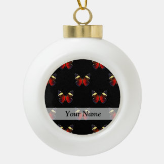 Boule En Céramique Motif papillon rouge et noir