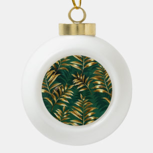 Boule En Céramique Motif sans couture avec des fougères dorées