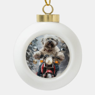 Boule En Céramique Moto à chiens Havanais Noël
