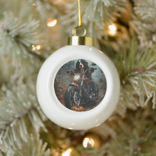 Boule En Céramique Moto bernois d'équitation Halloween effrayant (Arbre)