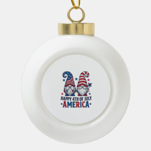 Boule En Céramique Nains Patriotiques Bonne Fête du 4 Juillet America