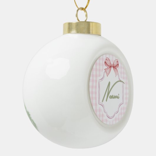 Boule En Céramique Naomi Baby Girl Nursery Bow&En vichy personnalisée (Gauche)