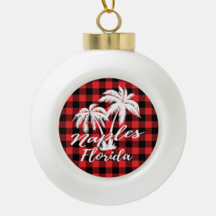 Boule En Céramique Naples Florida Palm Trees Beach Red Plaid
