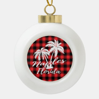 Boule En Céramique Naples Floride Palm Trees Plaid Rouge Plaid