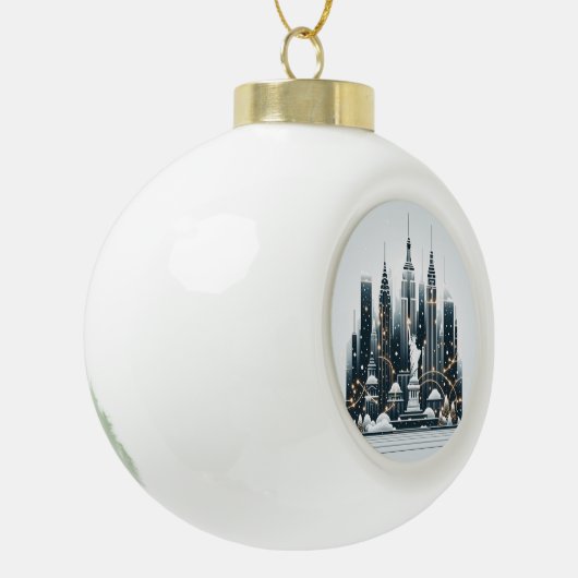 Boule En Céramique New York Holiday Elegance - Customizable Christmas (Gauche)