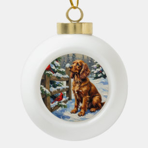 Boule En Céramique Noël au style vintage avec un Cocker Spaniel et de