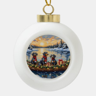 Boule En Céramique Noël Bateau Fêtes Bluetick Coonhound
