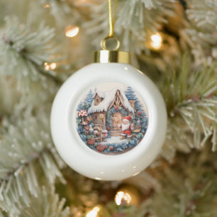 BOULE EN CÉRAMIQUE NOËL CLASSIQUE 3D VINTAGE SANTA CLAUS
